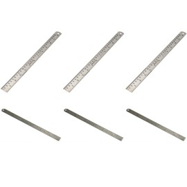 Stainless Steel Ruler Set, 3 x 12 inches & 3 x 6 inches, Flexible, Inches/Centimeters, Pack of 6