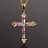 RIZILIA Crucifix Cross Pendant with 45cm(18") Chain & Trapezoid Cut