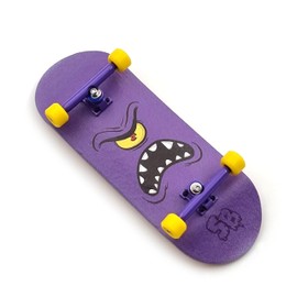 SPITBOARDS 34 mm x 96 mm Pro Fingerboard Set-Up (Complete) | Real Wood Deck | Pro Trucks with Lock Nuts and Pro Bushings | Polyurethane Pro Wheels with Bearings | Purple Face