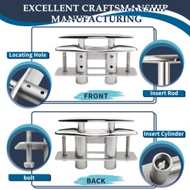 SHENGHUISS Boat Pull Up Deck Cleat 316 Stainless Steel Retractable Heavy Duty Flush Mount Dock Cleat with Backing Plate and Lock Nuts 6 inch 2 Pack