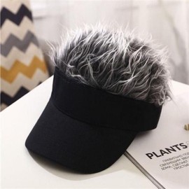 Cirsaeur Black Hair Visor Sun Visor with Wig Attached Hair Costume Outfit Party Fashion Goods Hat Outdoor Golf Sunshade Fishing Sunshade Baseball Cap Unisex Fake Hair