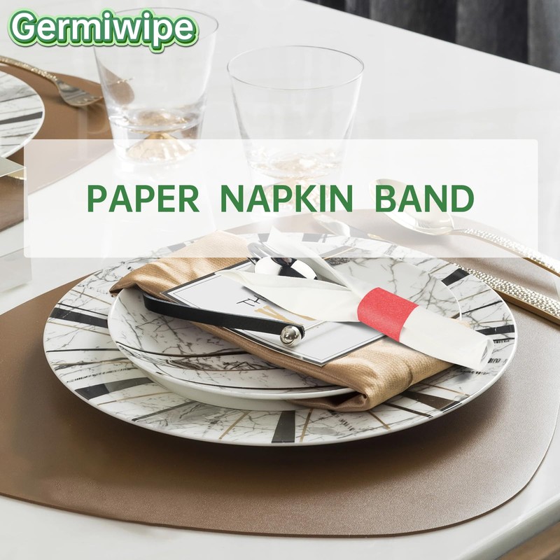 Germiwipe Napkin Band Pack of 2,500,Napkin Rings Self Adhesive,Silverware Wraps