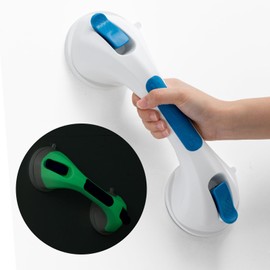 TAILI Shower Grab Bar Glow in The Dark, 12.2 in Grab Bars for Bathtubs and Showers, Bath Handles Bath Rails for Seniors and Elderly,Bathroom Safety Grip Removable No Drilling Waterproof Blue