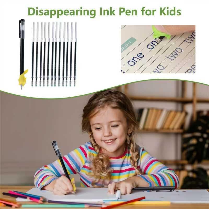 Magic Grooved Writing Practice Pen,Disappearing Ink Magic Pen for Grooved