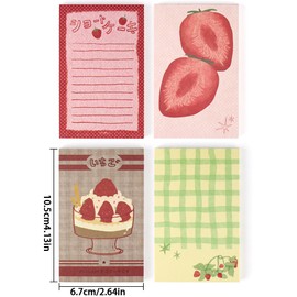 200 Sheets Strawberry M5 Note Pads Kawaii Scrapbook Paper To Do List Notepad 2.63X4.13 IN Cute Notepads Bulk Decorative Paper Strawberries Desserts Grid Note Pad Memo Pad Journaling Office Supplies