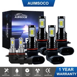 AUIMSOCO For Jeep Grand Cherokee 2005-10 8000K LED Headlight Hi&Lo + Fog Light Bulbs Kit
