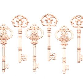 Makhry Mixed Set of 20 Extra Large Skeleton Keys in Antique Gold - Set of 20 Keys (2 Styles) - 3 1/4 Inch Keys, Rose Gold