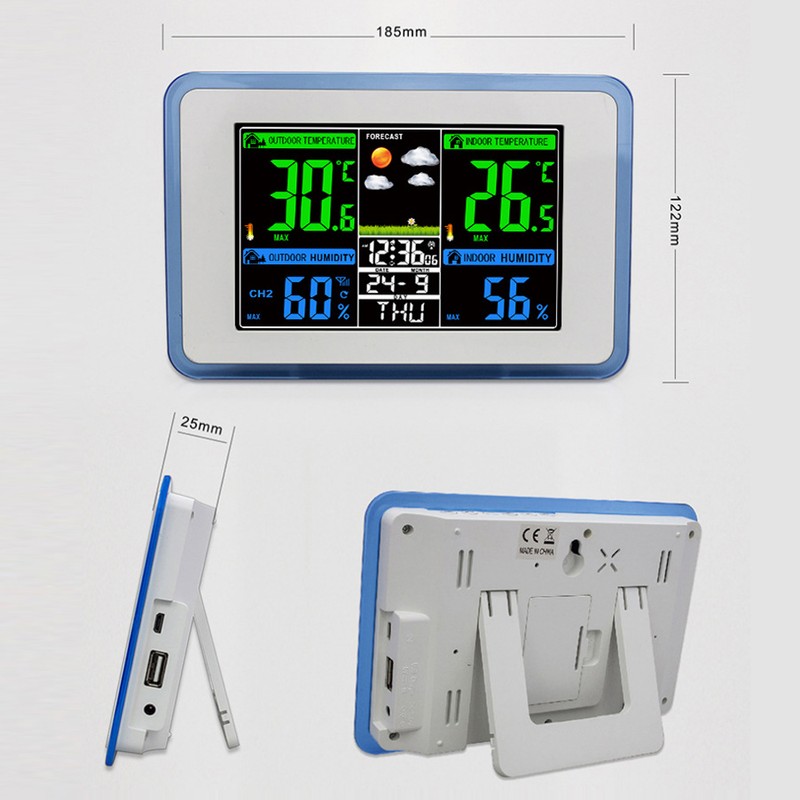 Multifunctional Wireless Home/Office Weather Station Color Digital Display Clock 433MHz