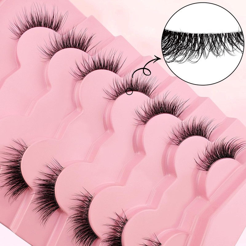 7P-CZ-A02 Clear Band Half Eyelashes, Cat Eye, 15 mm Short
