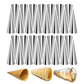 RoseFlower 30pcs Non-Stick Cream Horn Cones Tubes Stainless Steel Conical Croissant Pastry Baking Moulds Set, Cannoli Form Roll Mold Corner Shaper for Christmas Anniversary and Daily Use #1