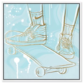 The Oliver Gal Artist Co. Fashion and Glam Wall Art Framed Canvas Prints 'Pastel and Gold Skateboard' Shoes