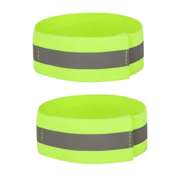 Zngou 2 PCS High Visibility Armbands, Running Safety Gear Reflective Wristbands Bike Ankle Bands Reflector Armband Hi Vis Arm Straps High Vis Security Arm Band Reflective Bands For Walking Cycling