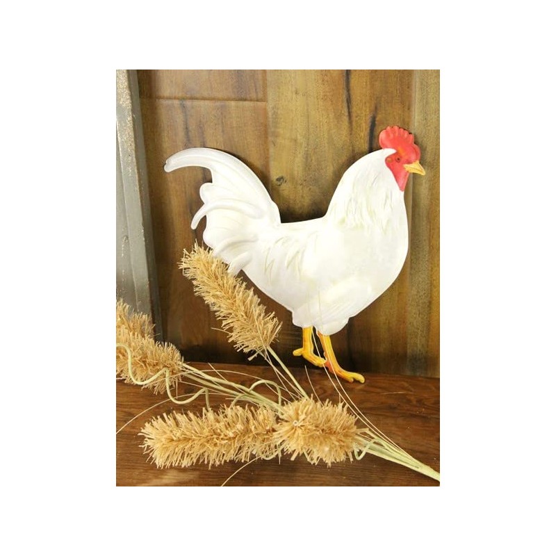 Craig Bachman 12" Metal Rooster Hanger: White - Wall or