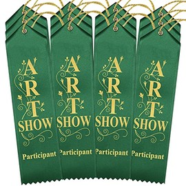 RibbonsNow Art Show Participant Ribbons - 300 Dark Green Ribbons with Card & String