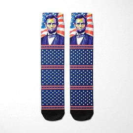 thalesart Premium Socks Cotton with Cute Soft Casual Pattern Dress for Men Women (Abraham Lincoln)
