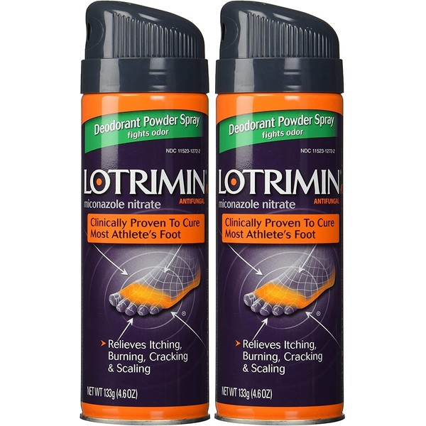 Lotrimin Af Miconazole Nitrate Deodorant Antifungal Powder Spray, 4.6 Ounce - Pack of 2