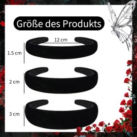 Esshogo Pack of 3 Velvet Headbands, Black, Satin Headbands, Padded Headbands, Padded Velvet Headband, Non-Slip Fashionable Hair Bands, Vintage Hair Accessories, Simple Headband for Girls