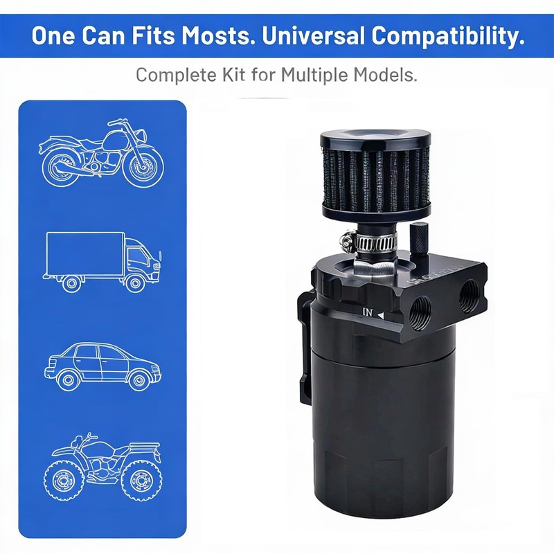 XIEYIGMO Universal Oil Catch Can Kit,Effectively Reduces Carbon Buildup, Protects