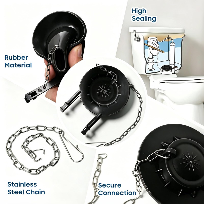 Universal 2-Inch Toilet Flapper Replacement Kit, Long-Lasting Silicone Seal Toilet