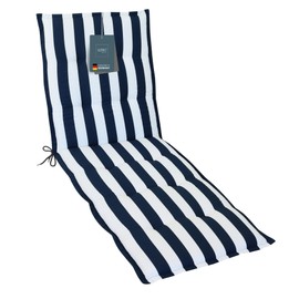 LILENO HOME Garden Chair Cushions in Block Stripes Blue [Set of 1 - Lounger] - Comfortable Loungers as Seat Cushions for Garden Furniture - Chair Cushion for Garden Chairs and Folding Chairs