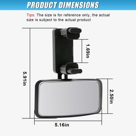 UHANBUT 360 Degree Adjustable Baby Car Mirror, No Dead Angle Automotive Convex Mirrors Facing Back Seat, Clip-On HD Glass Vehicle Rearview Mirrors for Car, SUV, Truck