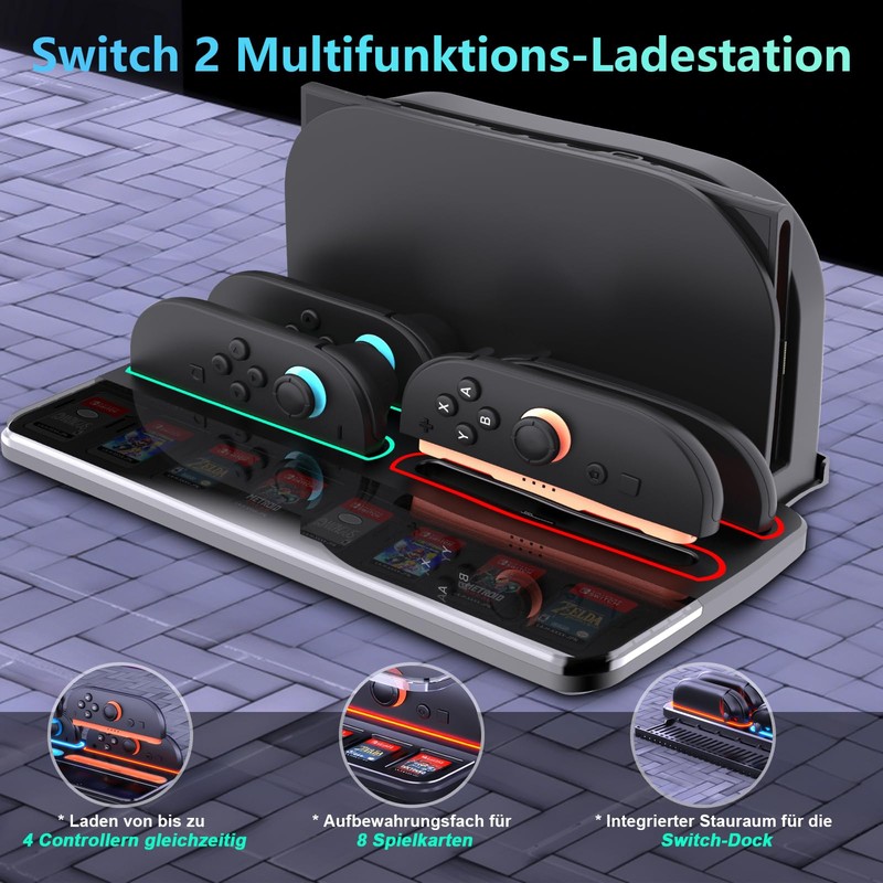 Charging Station for Switch 2 Controller, Multifunctional Dock: Charging Station