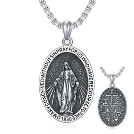 CEKAMA St Michael/St Christopher/St Benedict/St Jude/Jesus/Virgin Mary Necklace for Men & Women Sterling Silver Religion Amulet Pendant with 22+2/24+2 Inch Stainless Steel Chain Catholic Jewelry,