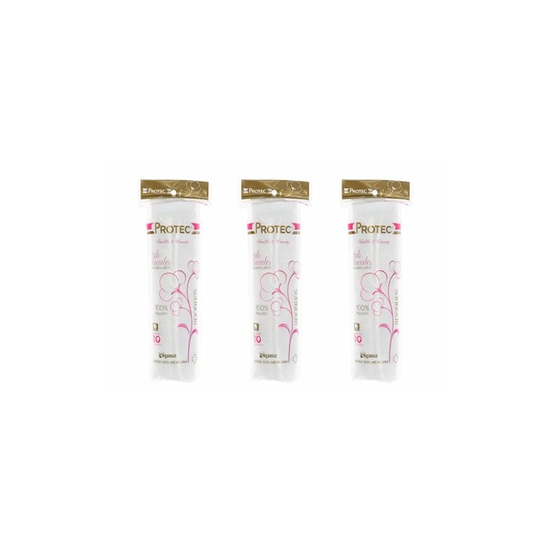 Protec Health&beauty | Tri-pack de Pads de Algodón Facil, 100%