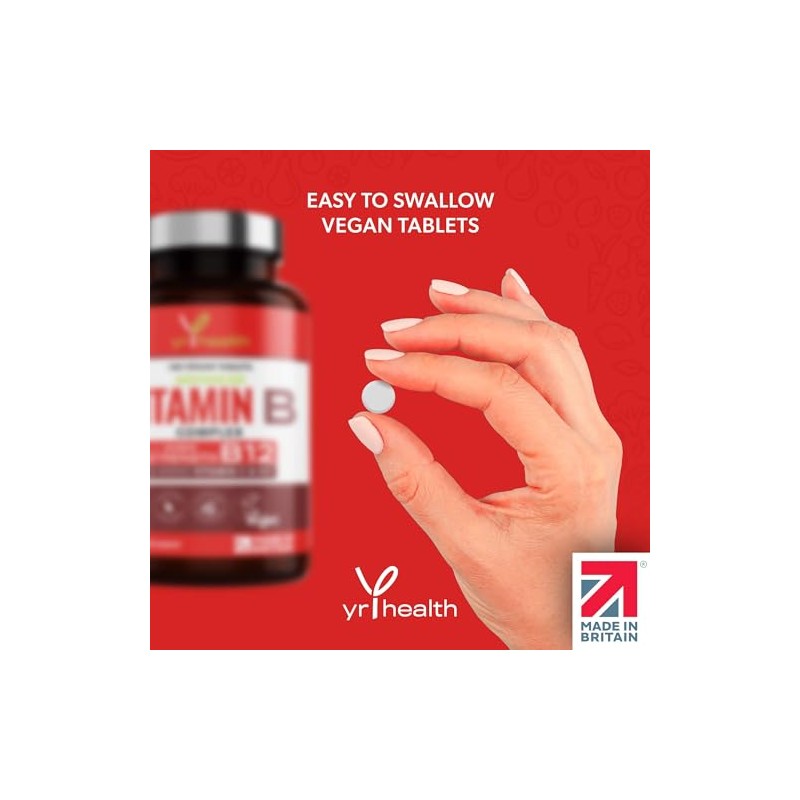 Vegan Vitamin B Complex Advanced with Added Vitamins D3 &