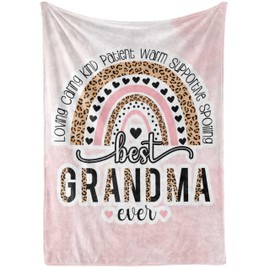 InnoBeta Grandma Throw Blanket - Grandma Gifts from Grandchildren - Flannel Blankets Gift for Grandma on Christmas, Birthday, or Thanksgiving - 50" x 65" - (Best Grandma Ever Pink)