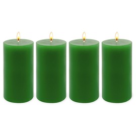 4 Pack Green Tea Scented Pillar Candles, 2x4 Inch, Long-Lasting, Dripless and Smokeless, Ideal for Home Décor, Parties Weddings and Relaxation