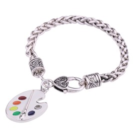 My Shape Trendy Enamel Artist Paint Palette and Brush Wheat Chain Bracelet Gifts Jewelry for Women