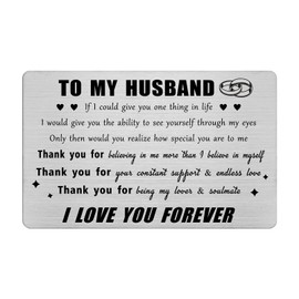 Jzxwan My Husband Gifts, Husband Birthday Card, Best Husband Gifts, Husband Anniversary Wedding Gifts from Wife, I Love My Husband Gifts Ideas, Thank You Husband Present