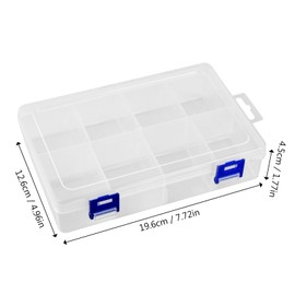 Ehuihuan Pack of 2 Compartments Storage Box, Sorting Boxes for Small Parts, 8 Compartments, Plastic Sorting Box, Transparent, Adjustable Storage Box Organiser for Earrings, Jewellery, Beads, Sewing