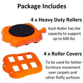 4X Heavy Duty Furniture Appliance Roller Sliders with 660 lbs Load Capacity Wheels Suitable for Safe and Easy Moving of Couches Sofas Refrigerators + More
