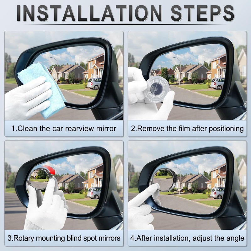 LivTee Blind Spot Mirror, 2" Round HD Glass Frameless Convex