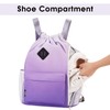 WANDF Drawstring Backpack Sports Gym Bag with Shoes Compartment, Water-Resistant