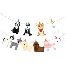 Dog Birthday Banner Sign Dog Themed Party Decorations Cute Puppy Garlands Decorations for Kids Boys Girls Birthday Backdrop Decor Pet Puppy Party Supplies