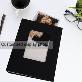Ayorasly Small Photo Albums for 4×6 Photos, 2 Pack Linen Cover Memory Books with Display Window, Each Holds 52 Photos, Black Picture Albums for Baby Growth Wedding Travel