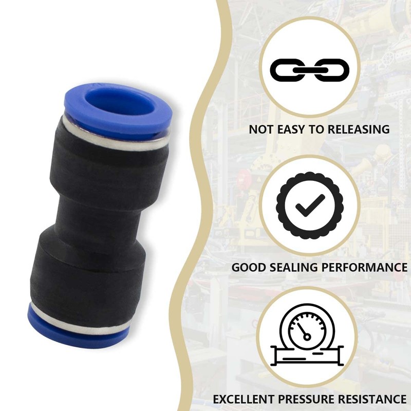 Bwintech 10 Pcs 10mm Straight Push in Connect Pneumatic Fitting,2