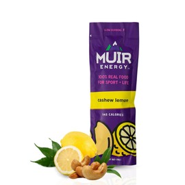 MUIR Cashew Lemon Real Food Energy Gel - 10 Count | Organic, Vegan, Paleo, Non-GMO, Gluten-Free Slow Burning Endurance Gel | Clean Ingredients for Long-Lasting Energy, Antioxidant Rich
