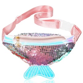mciskin Girl's Mermaid Fanny Pack - Cute Kids Travel Waist Bag - Crossbody Belt Bag Sport Running Camping Trip -Birthday Gift for Girls (#1)