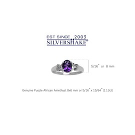 Silvershake Birthstone Gemstone White Gold Plated 925 Sterling Silver Victorian Style Solitaire Promise or Engagement Ring Jewelry for Women, 8, Sterling Silver Rhodium (White Gold Plated), purple