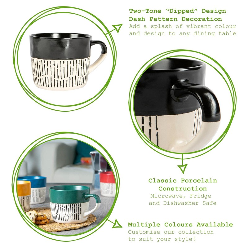 Nicola Spring Ceramic Dipped Dash Coffee Cups - Two Tone
