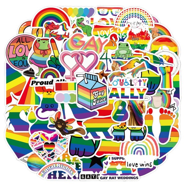 Pack of 100 LGBTQ Pride Stickers, Gay Stickers, Aesthetic Rainbow Sticker Set, Laptop Sticker, Waterproof Vinyl Sticker, Adult Stickers for Car, Motorcycles, Bicycle, Luggage, Water Bottles