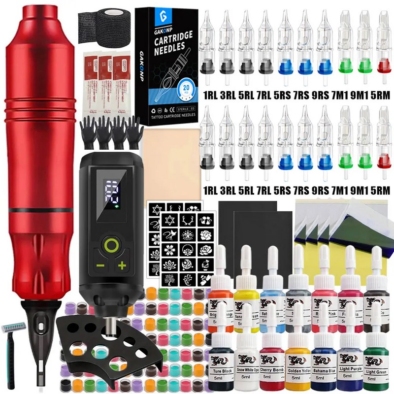 Wireless Rotary Tattoo Pen Kit for Body Art Practice –