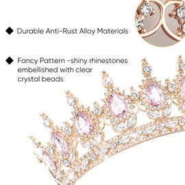 DRESHOW Full Round Girls' Tiara Queen Crown Women's Bridal Crown Tiara Crystal Baroque Tiara Sparkly Rhinestone Princess Carnival Headpiece for Wedding Prom Birthday Party