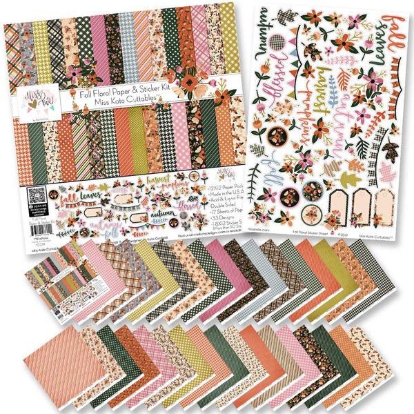 Paper & Sticker Kit - Fall Floral - 17 Double-Sided