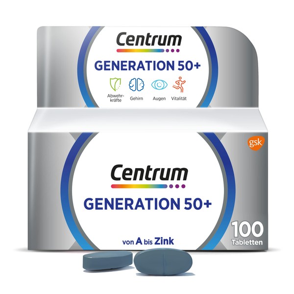 Centrum Generation 50+, Pack of 100 - High Quality Dietary Supplement for Best Ager for Daily Complete Supply of Micronutrients - Packaging May Vary