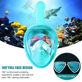 HINATAA Snorkel Mask for Kids, 180° Panoramic View, Free Breathing, Full Face Snorkel Mask, Anti-Fog and Anti-Leak, Suitable for Children Aged 4-15 Years (Dark Blue)